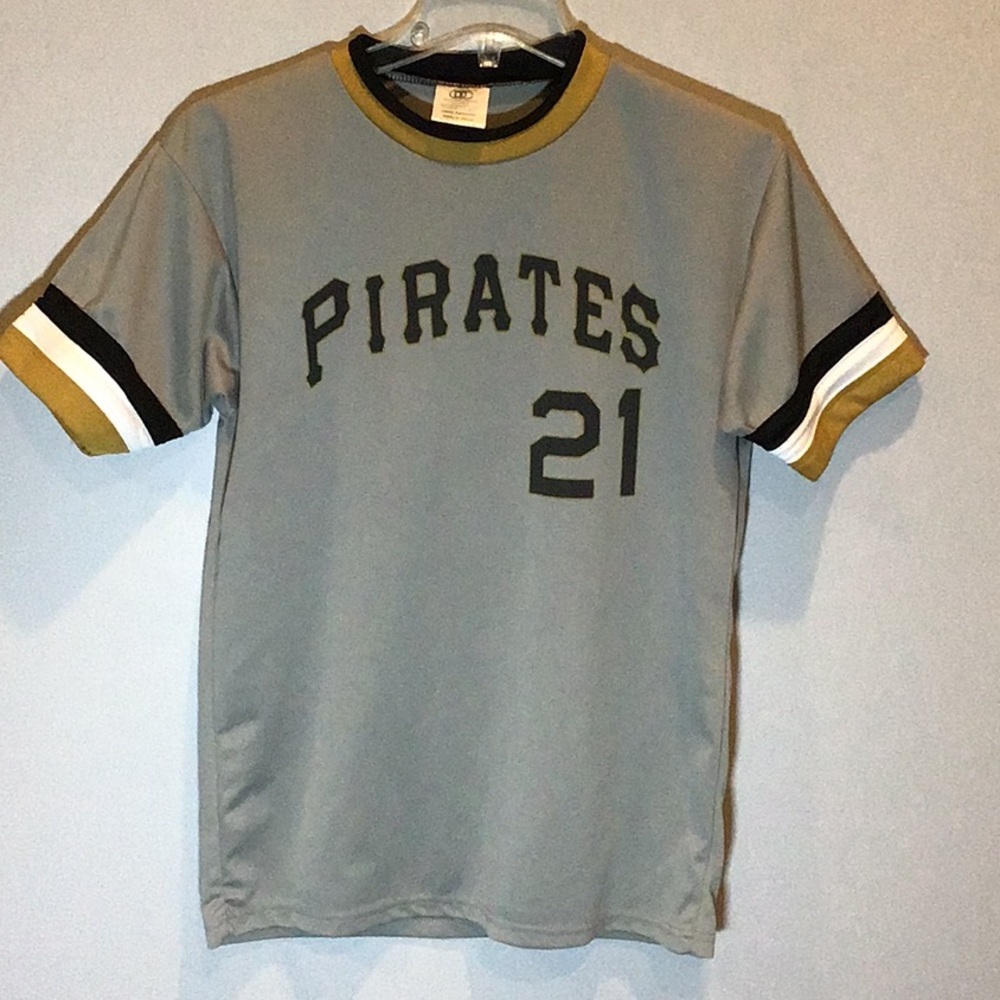 MLB Pittsburgh pirates #21 Roberto Clemente retro pull over jersey